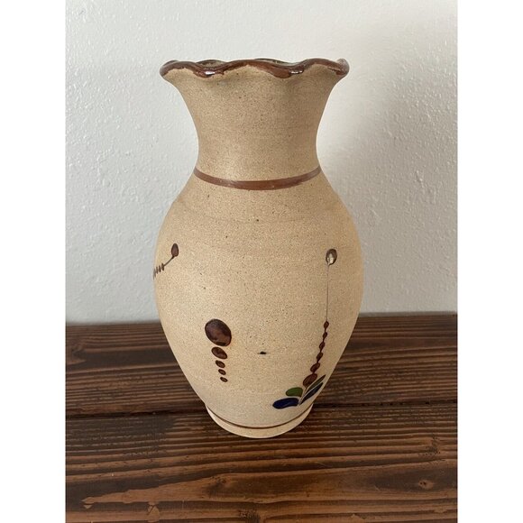 Mexican Tonala Pottery Bird Toucan Floral Vase, 11” - Picture 3 of 10